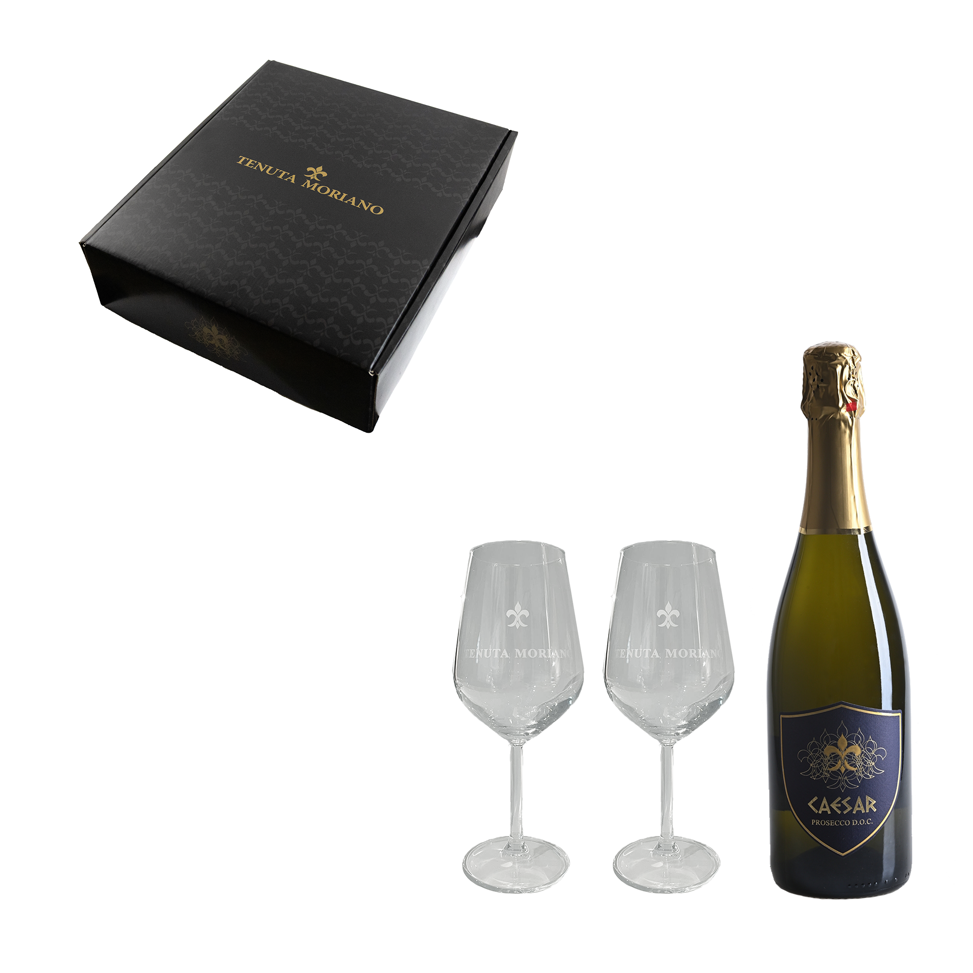 Cofanetto regalo 2 calici + 1 bottiglia