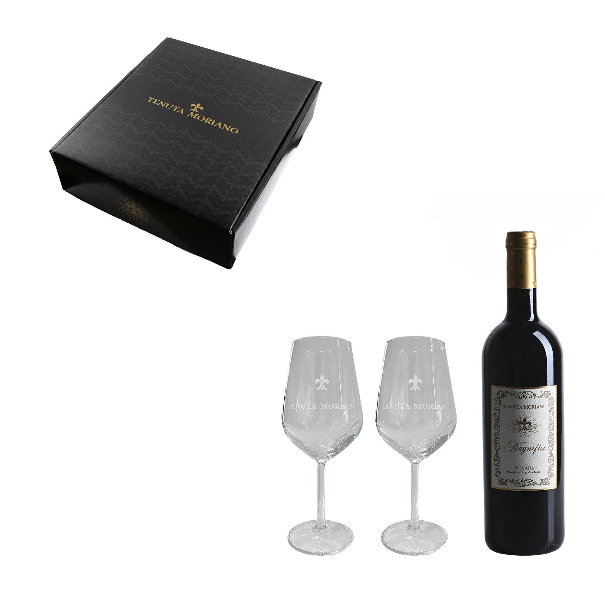 Cofanetto regalo 2 calici + 1 bottiglia